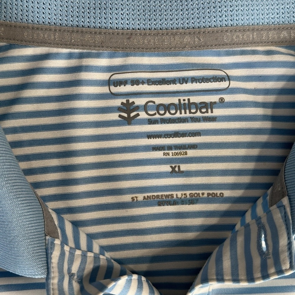 Coolibar St Andrews Striped Long Sleeve Golf Polo - Picture 4 of 9